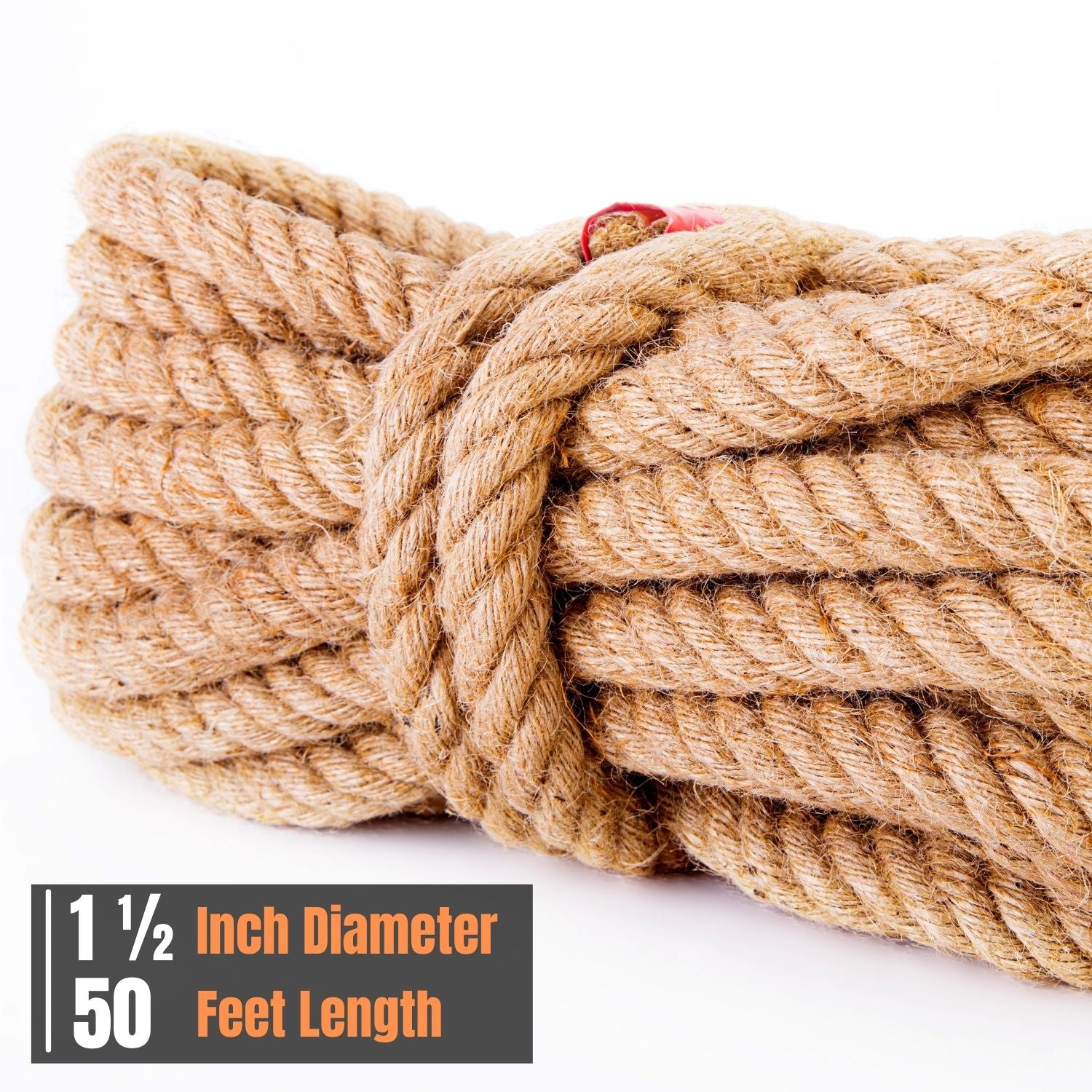 Manila Rope 1.5″×50′- Nautical Ropes - Natural Jute Rope - Large Decorative Hemp Rope - Thick Heavy Duty 