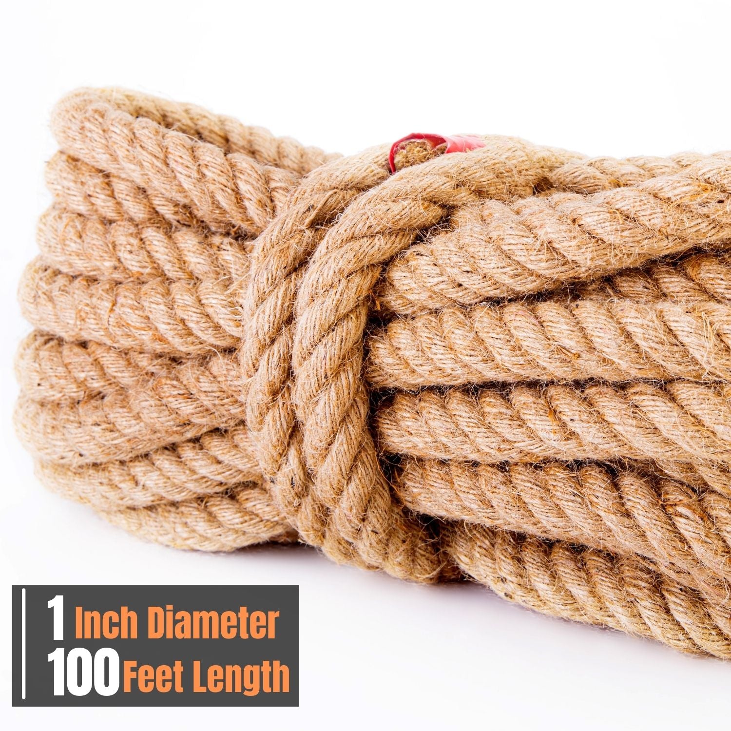 Twisted Manila Hemp Rope (1/4 Inch x 100 Feet) - Thick Heavy-Duty